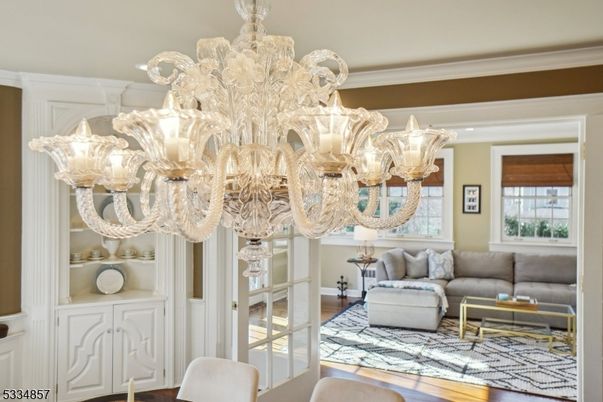 Chandelier, Interior, Living room, Wood Texture Flooring