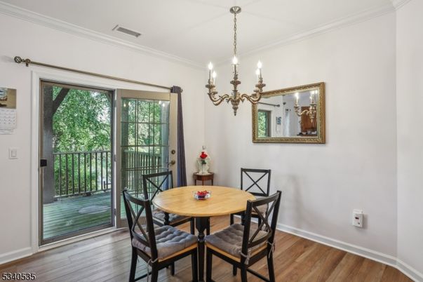 Chandelier, Dining room, Interior, Wood Texture Flooring