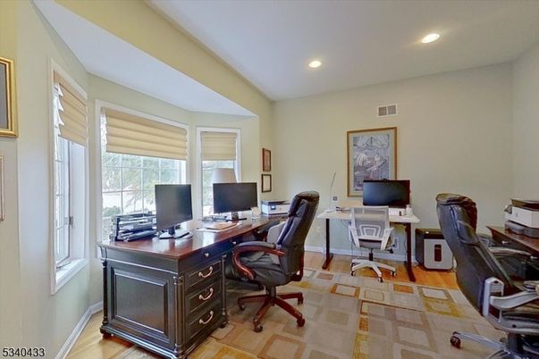 Home Office, Interior, Recessed Lighting, Wood Texture Flooring