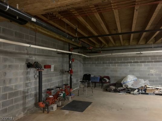 Garage, Interior, Stone Walls, Wooden Beams