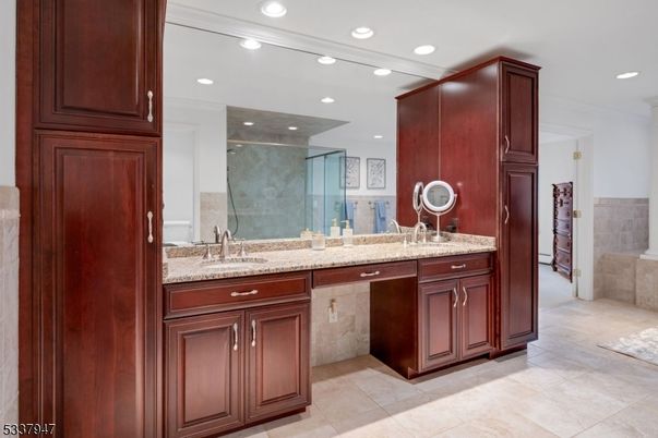 Bathroom, Dual Sink Vanities, Glass Shower, Interior, Recessed Lighting