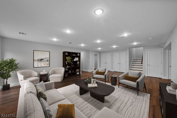 Interior, Living room, Recessed Lighting, Wood Texture Flooring