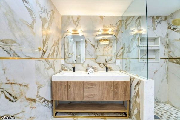 Bathroom, Glass Shower, Interior, Marble Walls