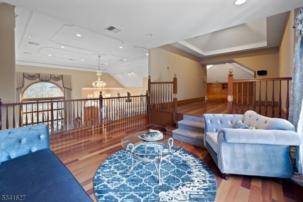 Chandelier, Interior, Living room, Recessed Lighting, Wood Texture Flooring