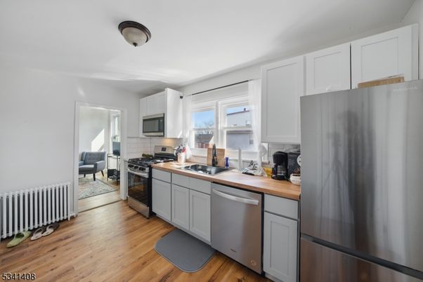 Interior, Kitchen, Stainless Steel Appliances, Wood Texture Flooring