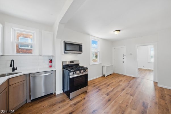 Interior, Kitchen, Stainless Steel Appliances, Wood Texture Flooring