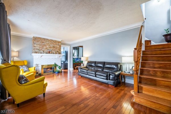 Fireplace, Interior, Living room, Stone Walls, Wood Texture Flooring