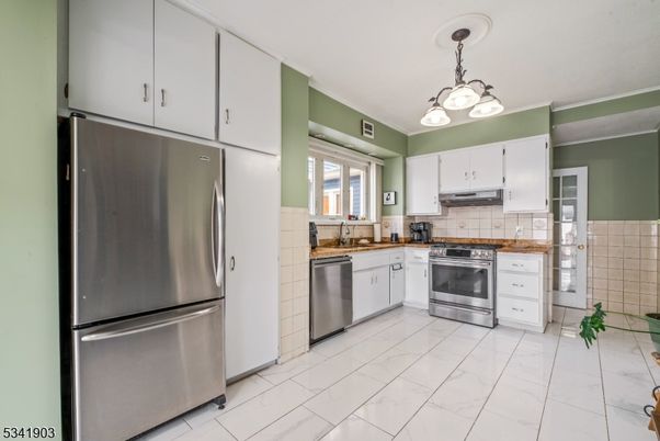 Interior, Kitchen, Marble, Pendant Lights, Stainless Steel Appliances