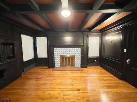 Empty room, Fireplace, Interior, Wooden Beams, Wood Texture Flooring, Wooden Walls