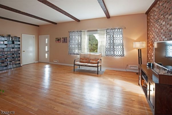 Empty room, Interior, Stone Walls, Wooden Beams, Wood Texture Flooring