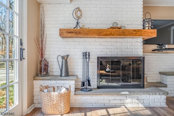 Fireplace, Interior, Stone Walls, Wood Texture Flooring