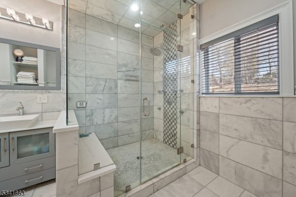 Bathroom, Glass Shower, Interior, Marble Walls