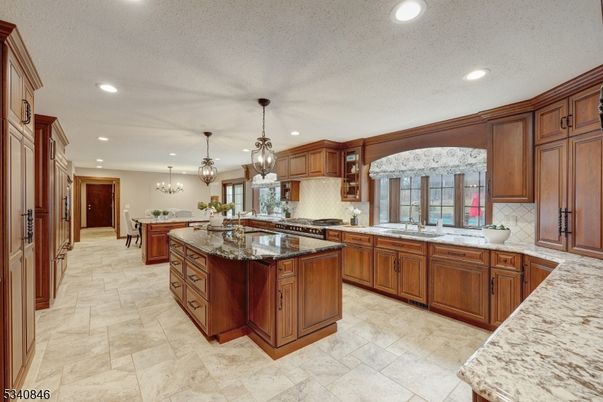 Chandelier, Interior, Kitchen, Pendant Lights, Recessed Lighting, Stainless Steel Appliances