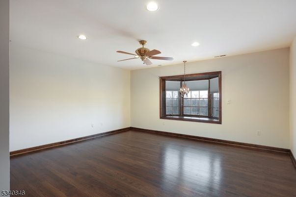Chandelier, Empty room, Interior, Recessed Lighting, Wood Texture Flooring