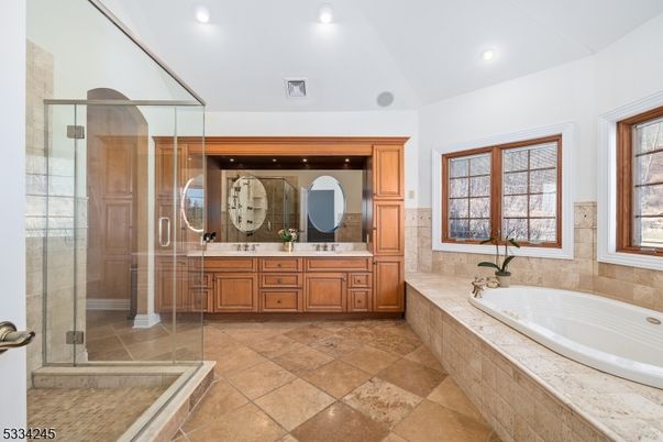 Bathroom, Dual Sink Vanities, Glass Shower, Interior, Recessed Lighting