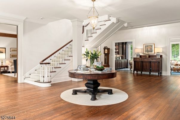Chandelier, Interior, Recessed Lighting, Wood Texture Flooring