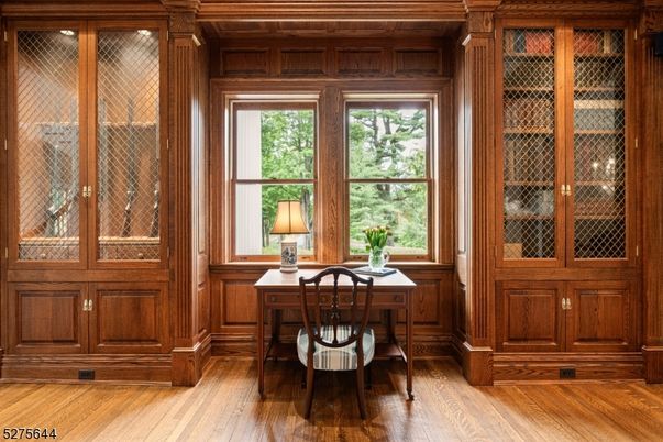 Home Office, Interior, Wood Texture Flooring, Wooden Walls