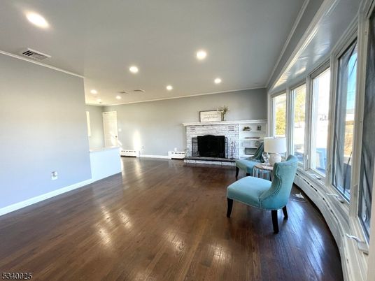 Fireplace, Interior, Recessed Lighting, Wood Texture Flooring