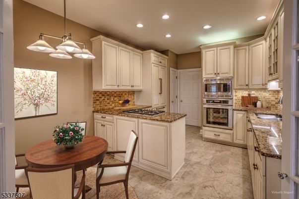 Interior, Kitchen, Marble, Pendant Lights, Recessed Lighting, Stainless Steel Appliances