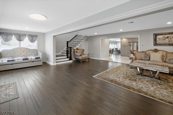 Interior, Living room, Recessed Lighting, Wood Texture Flooring