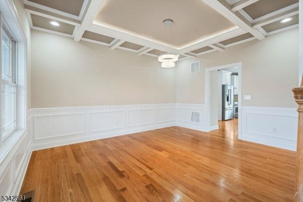 Empty room, Interior, Kitchen, Recessed Lighting, Wood Texture Flooring