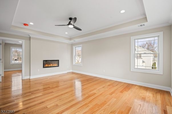 Empty room, Fireplace, Interior, Recessed Lighting, Wood Texture Flooring