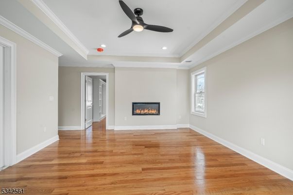 Empty room, Fireplace, Interior, Recessed Lighting, Wood Texture Flooring