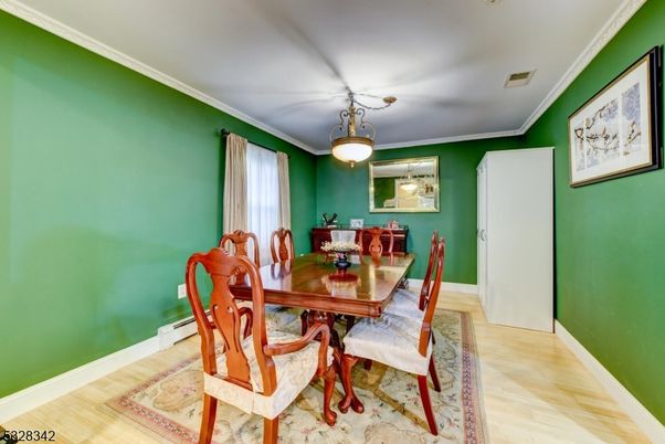 Dining room, Interior, Pendant Lights, Wood Texture Flooring