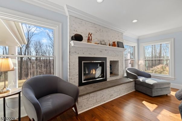 Fireplace, Interior, Recessed Lighting, Wood Texture Flooring