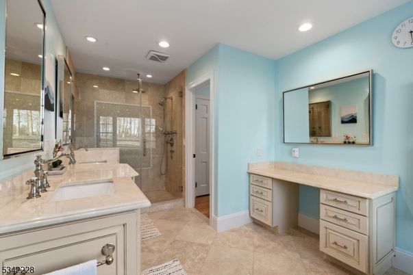 Bathroom, Glass Shower, Interior, Recessed Lighting