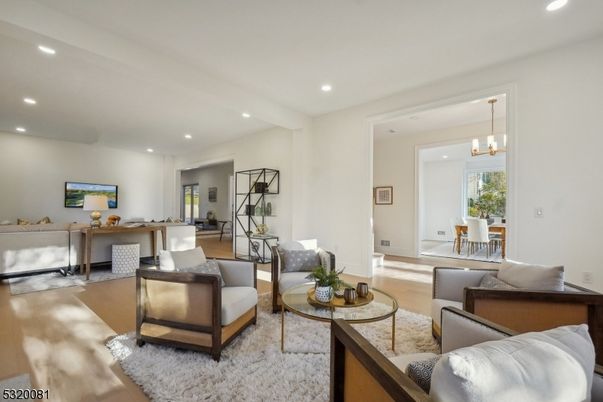 Dining room, Interior, Living room, Pendant Lights, Recessed Lighting, Wood Texture Flooring