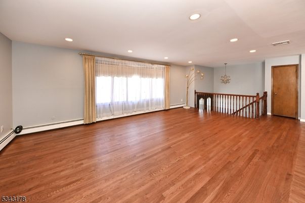 Chandelier, Empty room, Interior, Recessed Lighting, Wood Texture Flooring