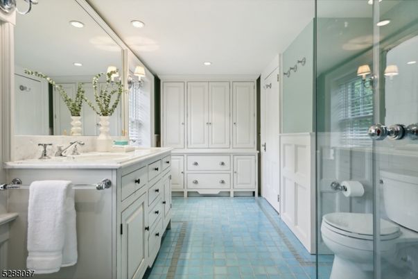 Bathroom, Glass Shower, Interior, Recessed Lighting
