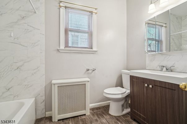 Bathroom, Interior, Marble Walls, Wood Texture Flooring