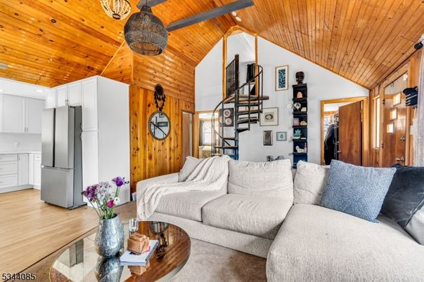Interior, Kitchen, Living room, Recessed Lighting, Wooden Ceilings, Wood Texture Flooring, Wooden Walls
