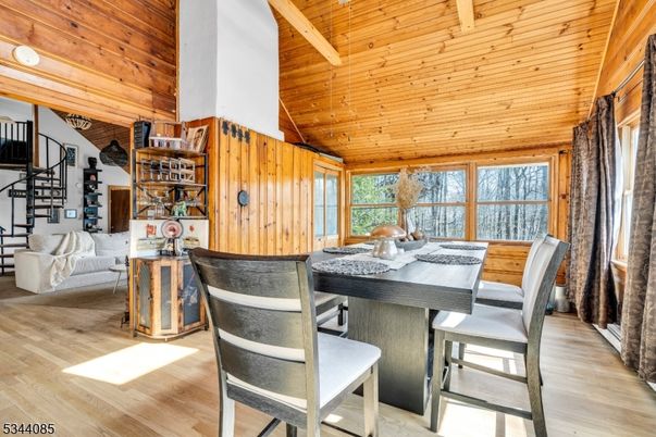 Dining room, Interior, Wooden Ceilings, Wood Texture Flooring, Wooden Walls