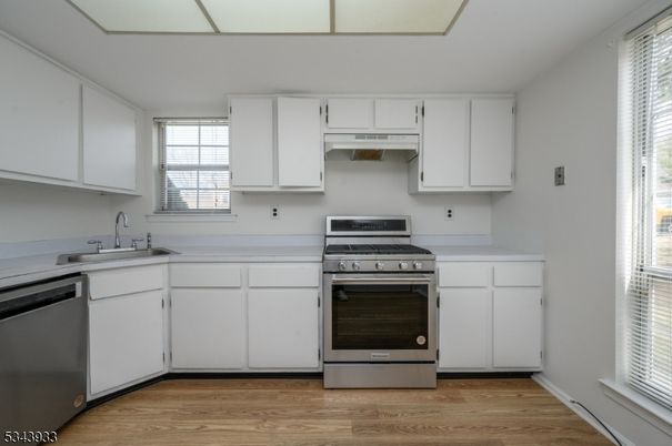 Interior, Kitchen, Stainless Steel Appliances, Wood Texture Flooring