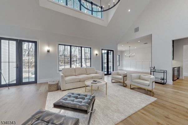 Interior, Living room, Pendant Lights, Recessed Lighting, Wood Texture Flooring