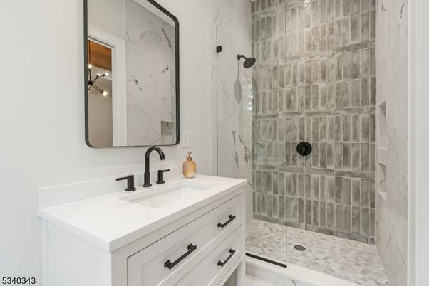Bathroom, Glass Shower, Interior, Marble Walls