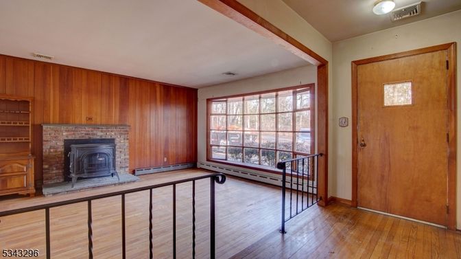 Empty room, Fireplace, Interior, Wood Texture Flooring, Wooden Walls