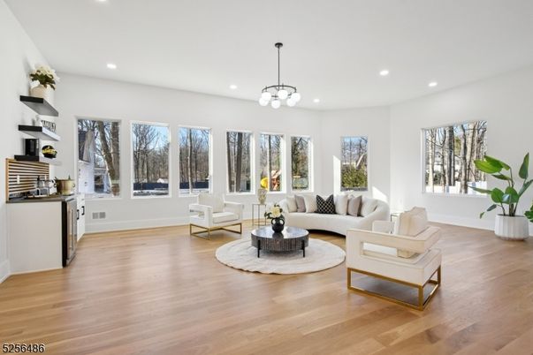 Interior, Living room, Pendant Lights, Recessed Lighting, Wood Texture Flooring