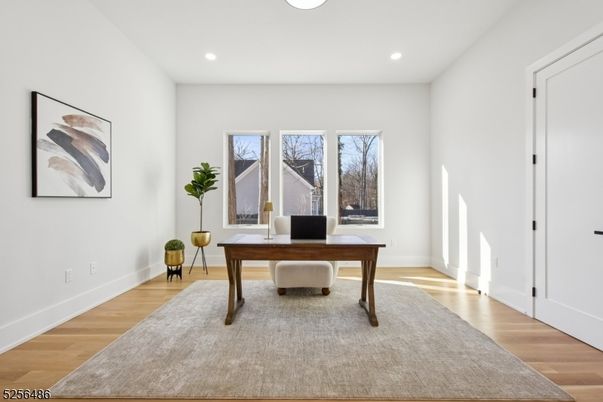 Home Office, Interior, Recessed Lighting, Wood Texture Flooring