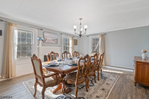 Chandelier, Dining room, Interior, Wood Texture Flooring