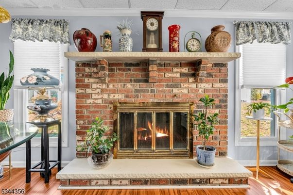 Fireplace, Interior, Stone Walls, Wood Texture Flooring
