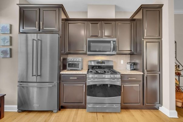 Interior, Kitchen, Stainless Steel Appliances, Wood Texture Flooring