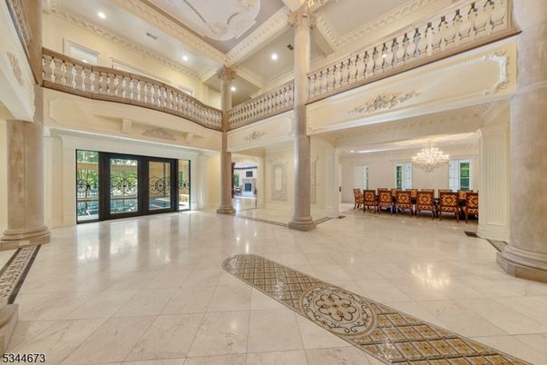 Chandelier, Dining room, Interior, Marble, Recessed Lighting