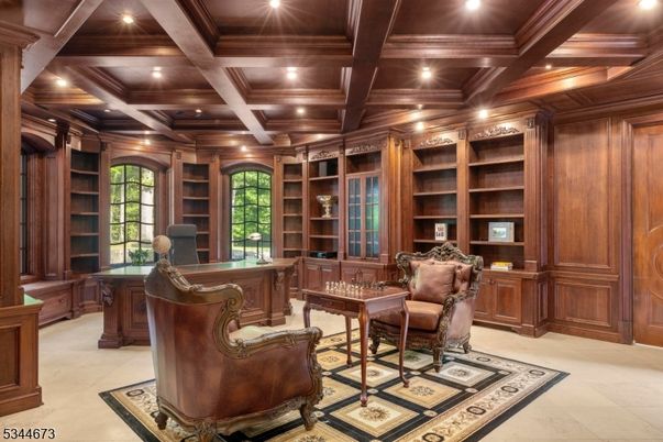 Home Office, Interior, Recessed Lighting, Wooden Beams, Wooden Ceilings, Wooden Walls