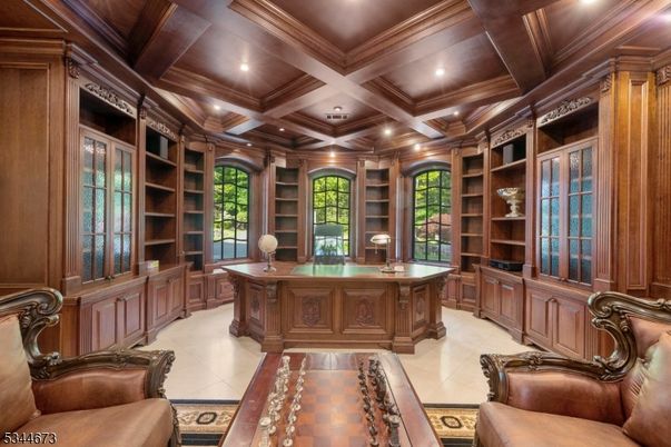 Home Office, Interior, Recessed Lighting, Wooden Beams, Wooden Ceilings, Wooden Walls