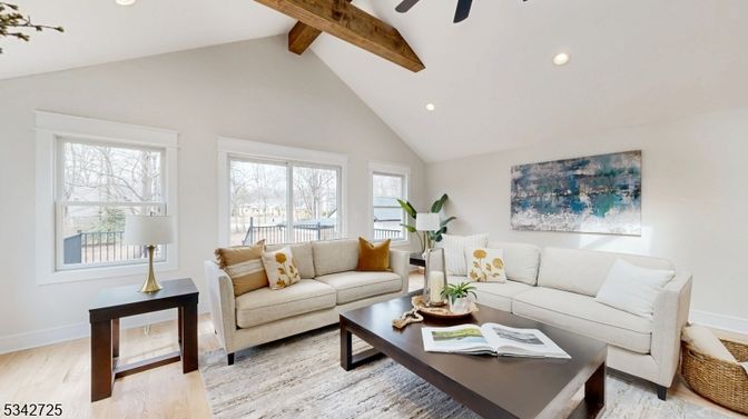 Interior, Living room, Recessed Lighting, Wooden Beams, Wood Texture Flooring