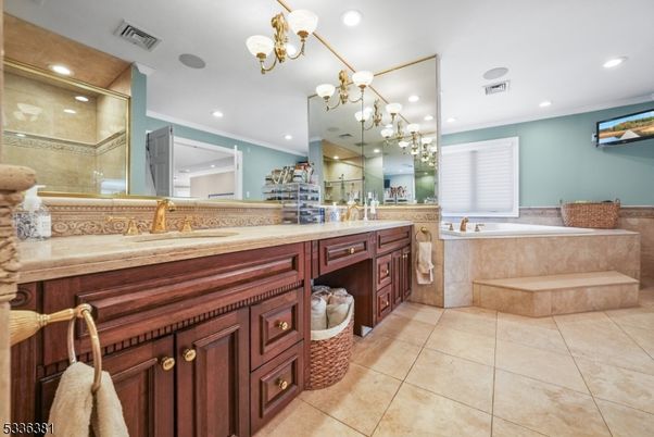 Bathroom, Dual Sink Vanities, Glass Shower, Interior, Recessed Lighting